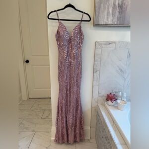 Blush pink sequin formal gown